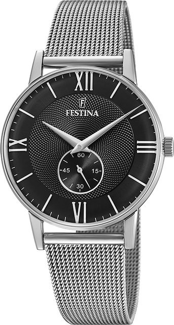 Festina Herrenuhr, Quarz, Edelstahl, Schwarz, 36 mm, 3 ATM - Bild 1