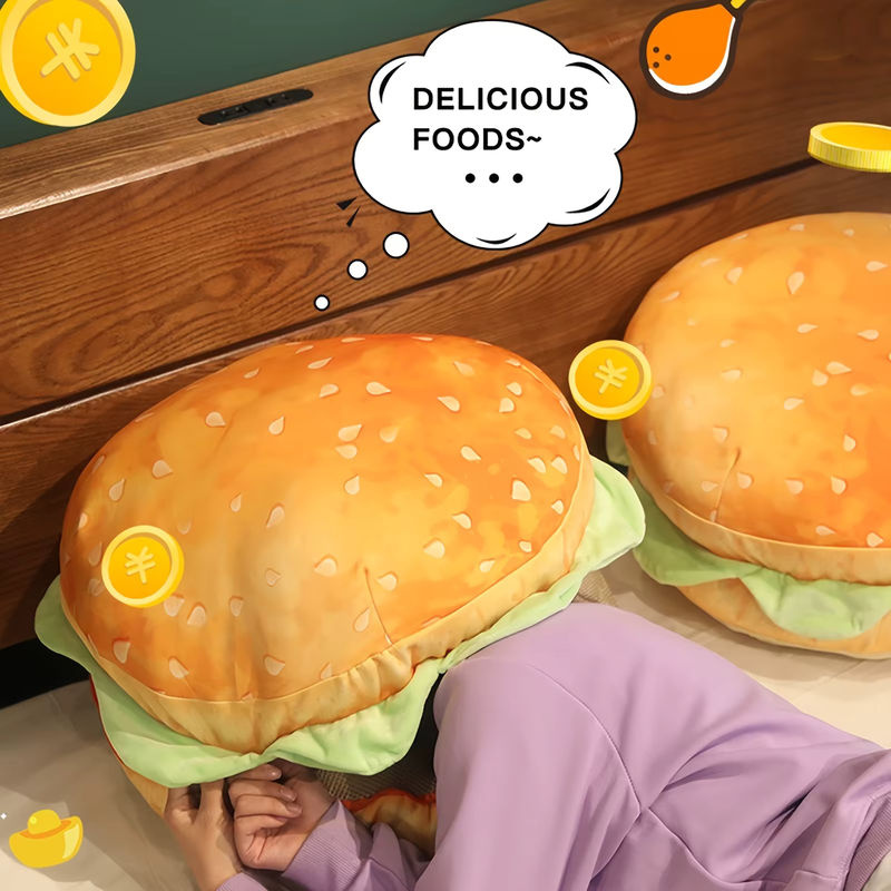 JUANNAI Plüsch Kissen Hamburger Cheeseburger Bunt Mehrfarbig - Bild 4