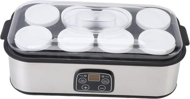 Aimo Elektrischer Joghurtbereiter mit Timer und 8 Gläsern in Weiß und Silber - Bild 1