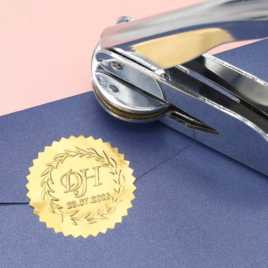 Tragbarer Handheld Papier Embosser aus Metall in Silber für Büro Dokumente und Handwerk - Bild 4