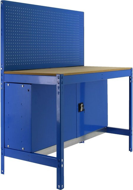 PROREGAL Werkbank Buffalo mit Werkzeugwand und Schrank in Blau, H x B x T: 84 x 120 x 61 cm, Traglast 600 kg - Bild 1