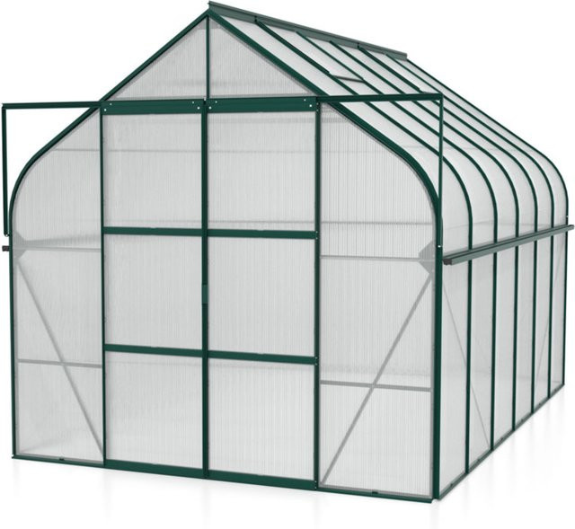 Vitavia Gewächshaus Diana 9900 freistehend in Smaragdgrün mit Polycarbonat-Dach und Doppelschiebetür, 9,9 m² - Bild 1