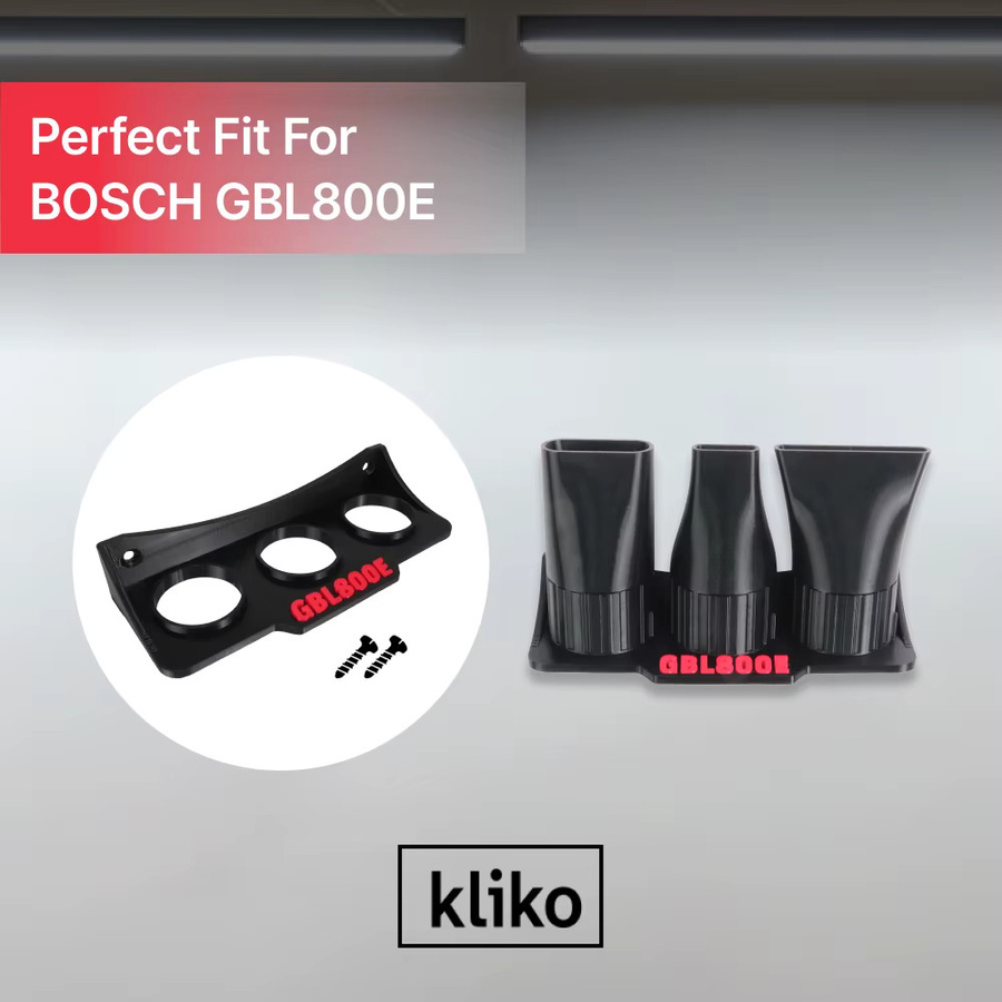 Bosch Gebläsedüsen-Wandhalterungsset für GBL 800E in Schwarz mit 3 Größen flachen und breiten Düsenaufsätzen als Organizer für die Garagen-Laubbläser-Aufbewahrung - Bild 3