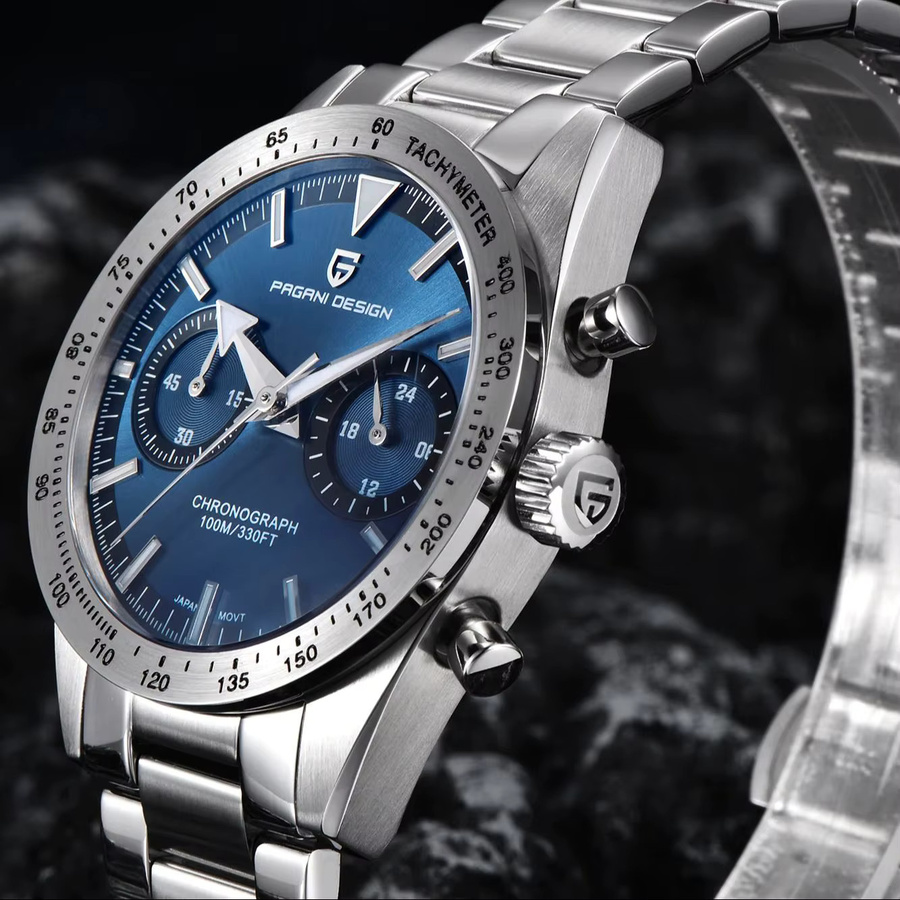 PAGANI DESIGN Chronograph, Quarz, Edelstahl, Blau, Herren - Bild 3