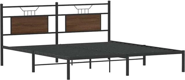 vidaXL Bettgestell aus Holzwerkstoff und Stahl in Eiche Braun ohne Matratze B/T/H: 160 x 200 cm - Bild 1