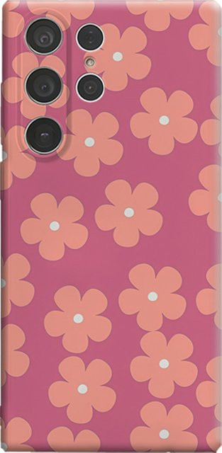 Stoßfeste Samsung Galaxy Handyhülle mit Blumenmuster in Hellorange und Pink für Galaxy S25 Ultra, S24 und S23 Ultra Plus mit doppellagiger Rückseite - Bild 1