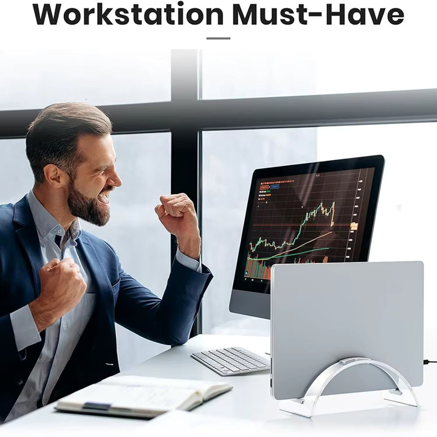 Transparenter Acryl-Laptopständer als platzsparender vertikaler Laptop-Halter und Desktop-Dockingstation - Bild 2