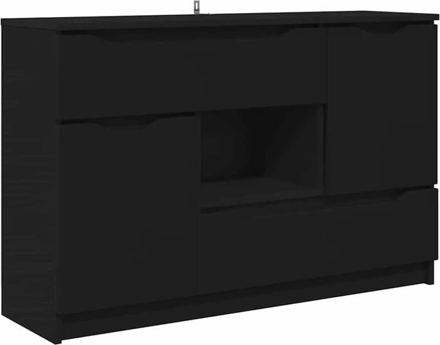 vidaXL Sideboard mit Schubladen in Schwarz, minimalistisches Design aus Holzwerkstoff, B/T/H: 100 x 30 x 65,6 cm - Bild 1