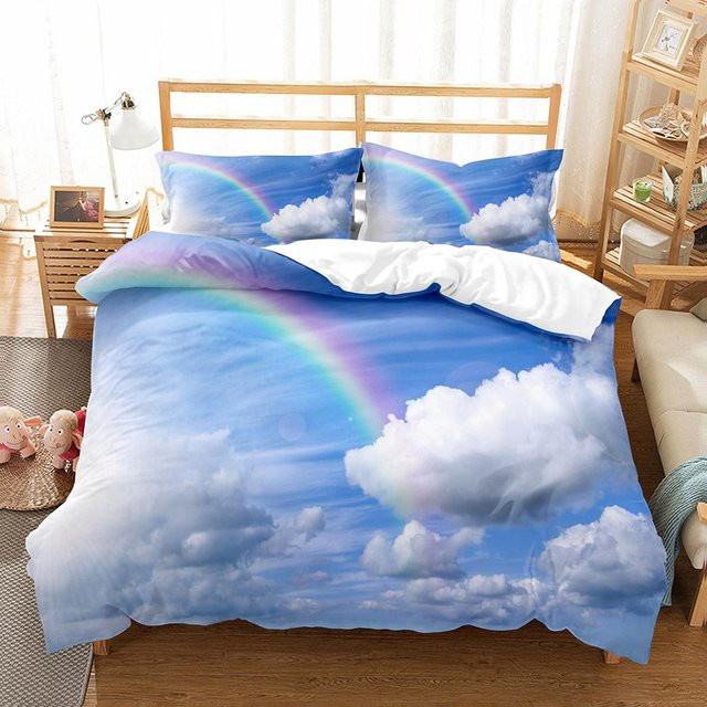 Bettwäscheset Weiße Wolke von Binchi Outdoor Product mit Kissenbezug aus Mikrofaser, Farbe Weiß und Blau, B/H: 260 x 220 cm - Bild 1