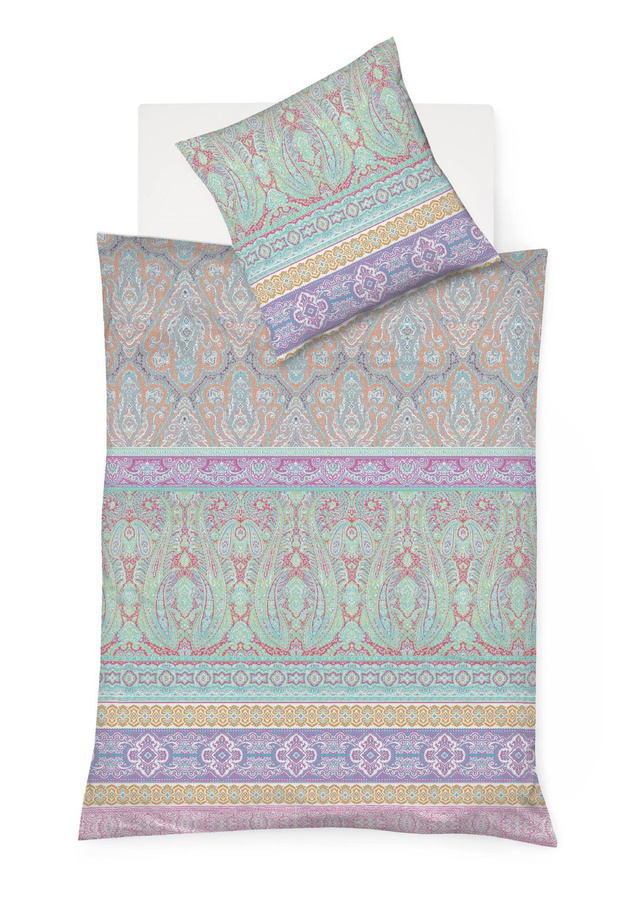Fleuresse Mako-Satin Bettwäsche mit Paisley-Ornamente und floralem Muster, bunt, B/H: 155 x 220 cm und 80 x 80 cm - Bild 1
