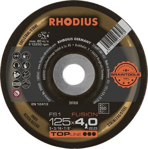 Rhodius 207830 FS1 FUSION Schruppscheibe für Edelstahl und Stahl, Silber, 10 Stück - Bild 1
