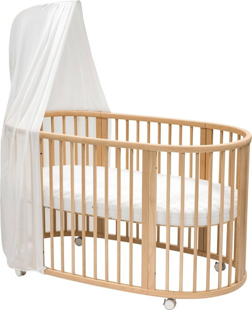 Stokke Sleepi Bundle Babybett aus Buchenholz inklusive Matratze, Spannbetttuch, Himmelstange und Baldachin, B/T/H: 136,4 x 69,8 cm - Bild 1