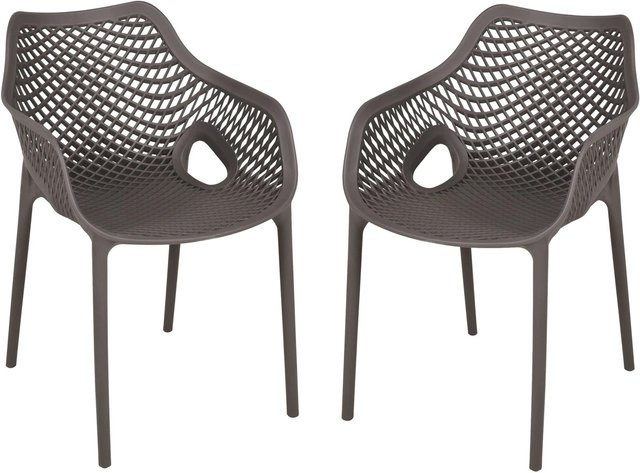 Garden Pleasure Stapelstuhl LAURIA 2er Set aus Kunststoff mit Armlehnen in Anthrazit Matt, B/T/H: 46 x 48 x 120 cm, 48 x 46 x 120 cm - Bild 1