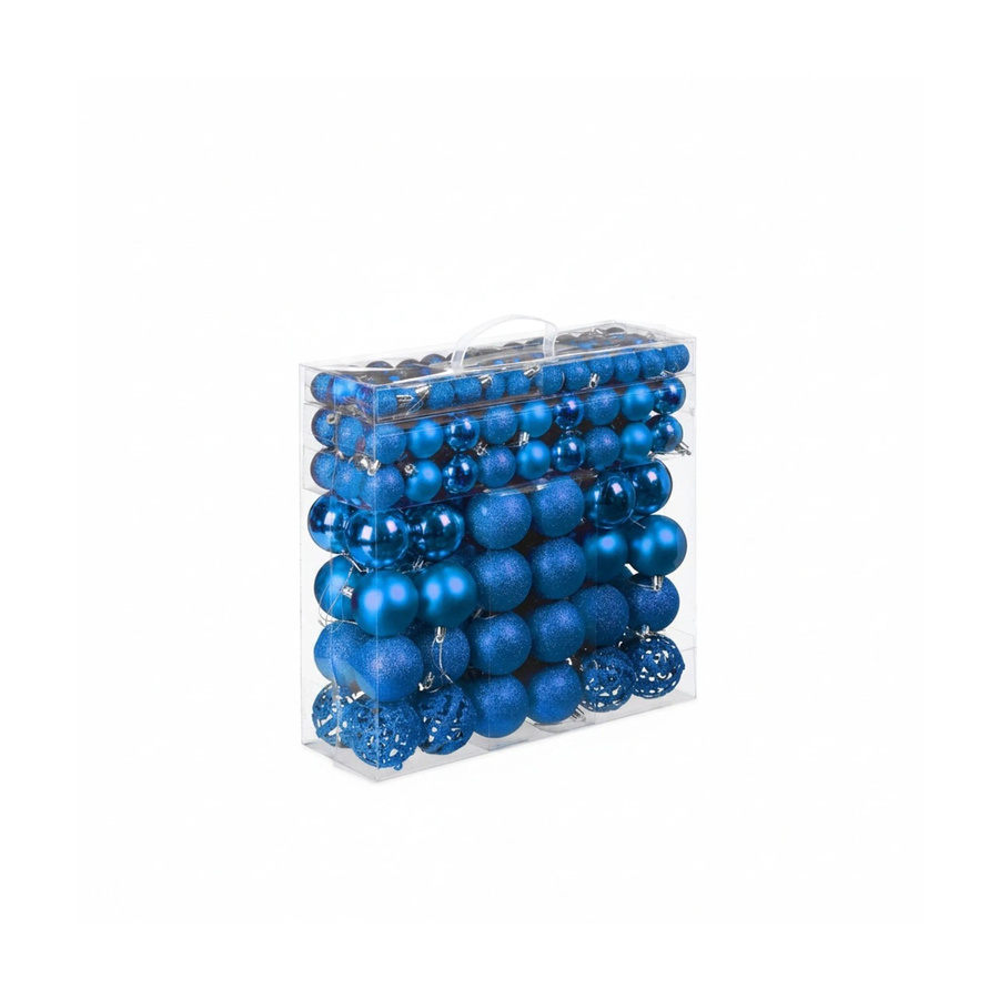 Relaxdays Weihnachtskugeln aus Kunststoff in Blau, 150er Set mit Durchmesser von 4 cm bis 7 cm - Bild 2