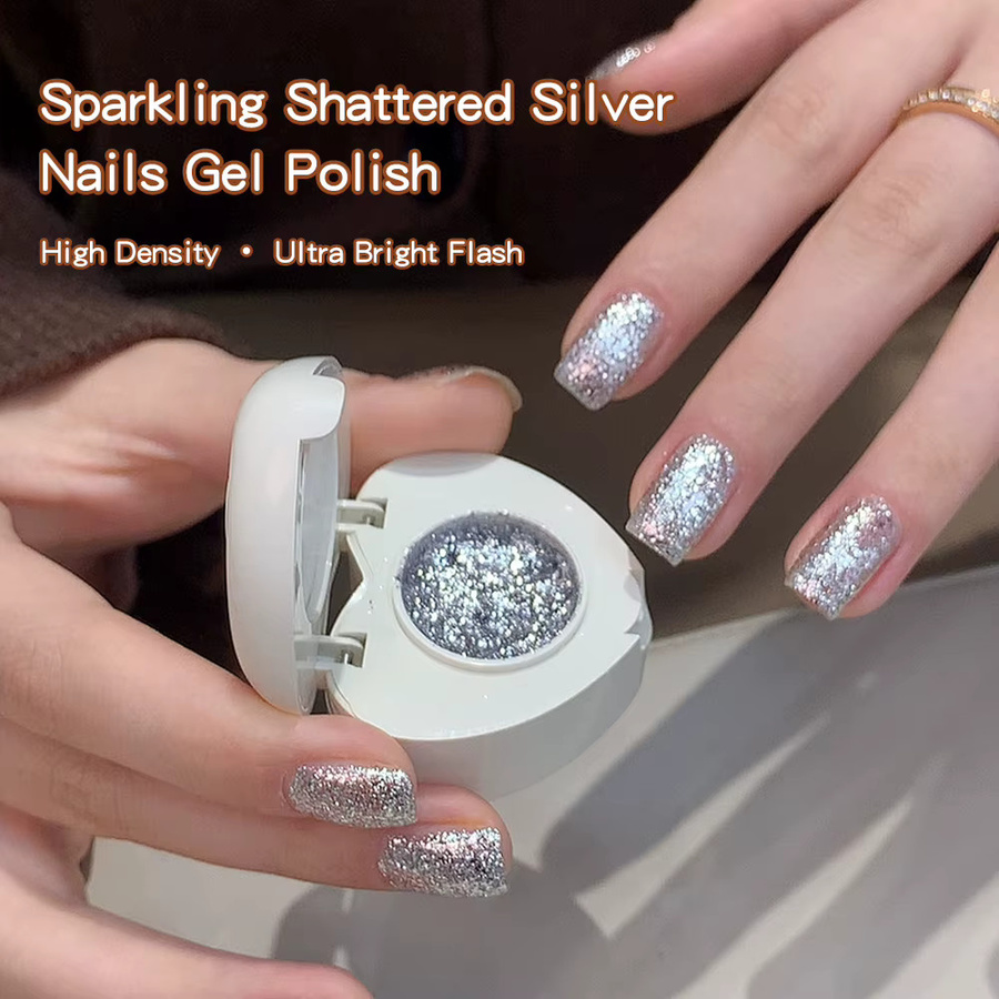 Kaniu Gel-Nagellack-Set, Silber-Glitzer und Platin-Glitter, Schimmernd - Bild 2