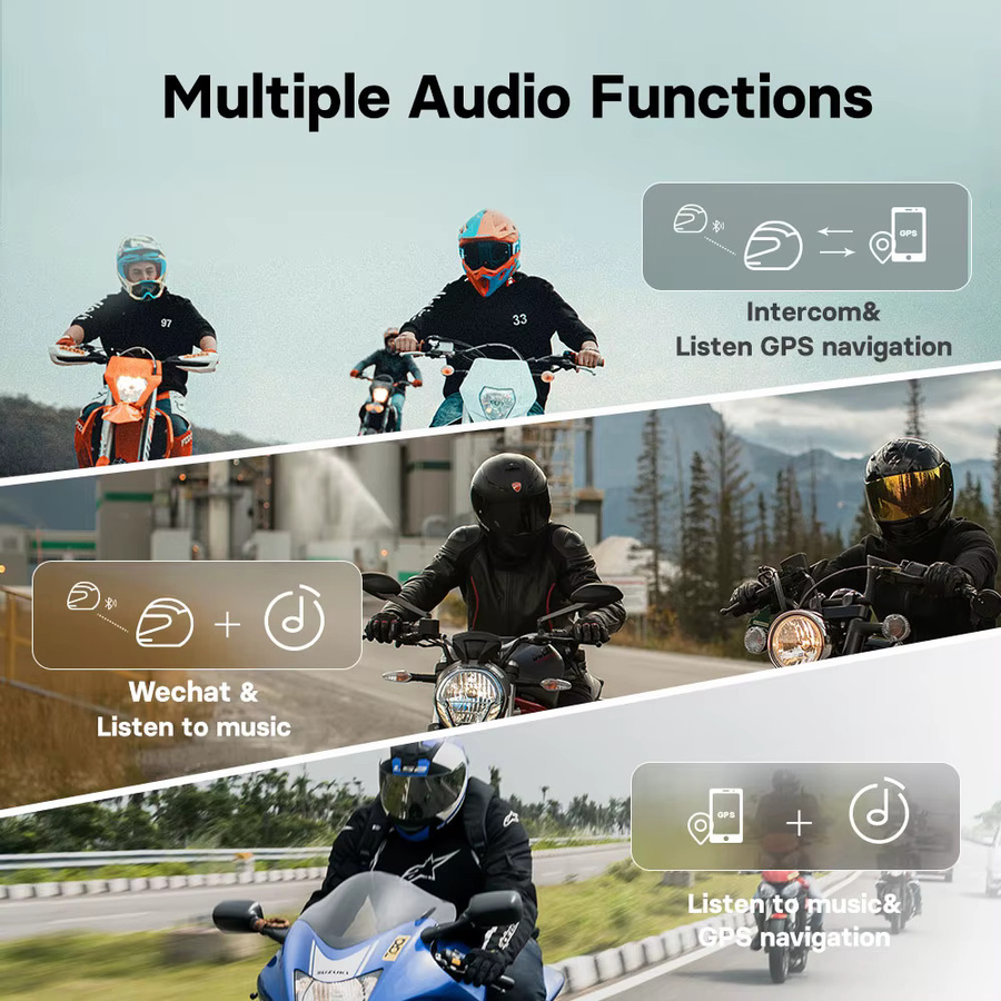 Freedconn R1 Pro Bluetooth Motorrad Intercom Helm Headset mit WiFi App und Dash Cam DVR in Schwarz - Bild 5