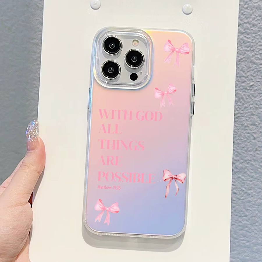Handyhülle mit rosa Schleifen-Slogan und Laser-Gradient für iPhone 11 bis iPhone 17 Pro Max in Pink - Bild 2