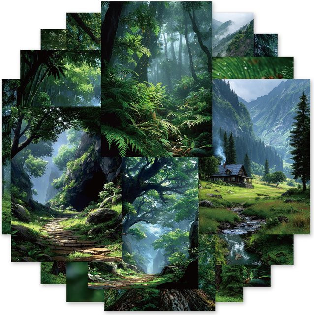 Etori Life Scrapbook Papier mit Jungle Green Pflanzenmuster für DIY Bastelarbeiten und Fotoalben - Bild 1