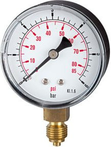 Riegler Standardmano Pressure Line Manometer G 1/4 unten, 0-16,0 bar/230 psi, Farbe: Silber - Bild 1