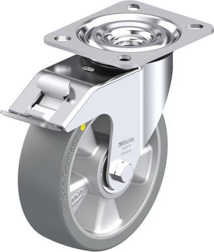 Blickle Lenkrolle L-ALTH 125K-FI-AS mit Feststeller in Silber und Grau, Rad-Durchmesser: 125 mm, Tragfähigkeit: 250 kg - Bild 1