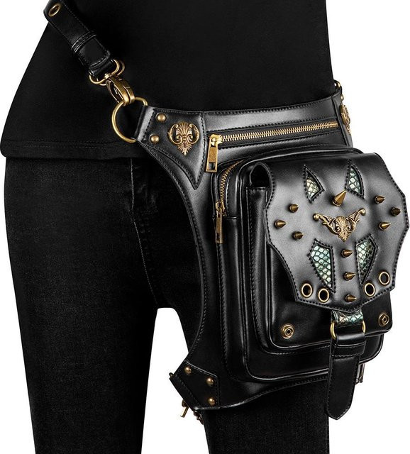 JMG Bags Kettentasche, Steampunk Retro Motorradtasche, gray, Damen - Bild 1