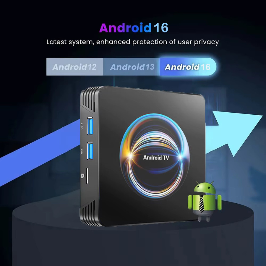 Smart TV Box X66 Android 16 Media Player mit 8K Auflösung, Dual Wifi 5G und Bluetooth 6.0, Farbe: Schwarz - Bild 2
