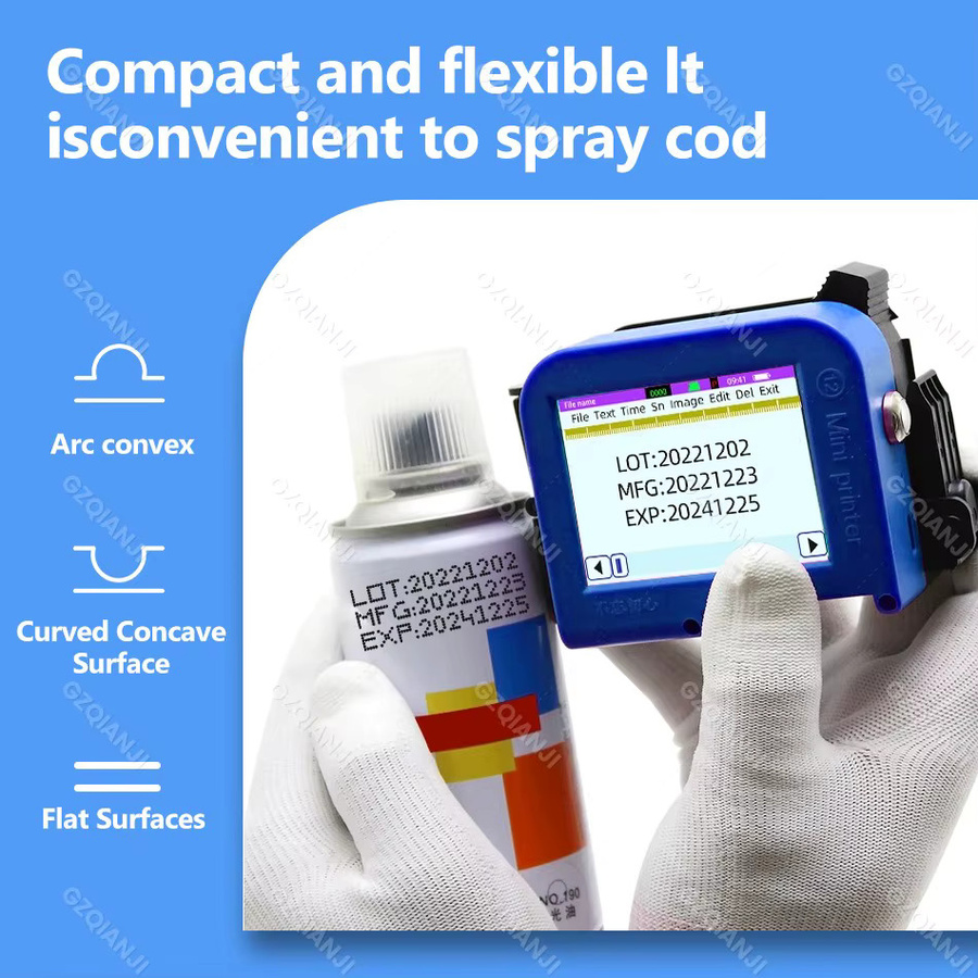 Tragbarer Mini-Tintenstrahldrucker zur Etikettencodierung für Text, QR-Code, Barcode, Bilder und Logos in Blau, Druckhöhe 2–22,7 mm - Bild 4