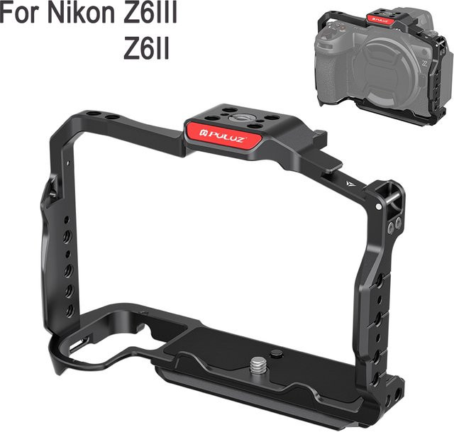 PULUZ Metall-Videokamerakäfig für Nikon Z6III und Nikon Z6II in Schwarz als Gehäusehalterung und Kamerastabilisator - Bild 1