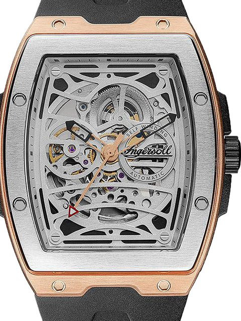 Ingersoll Automatik Herrenuhr, Edelstahl, Tonneau, 45 mm, Silikon, Silber, 5 ATM - Bild 1