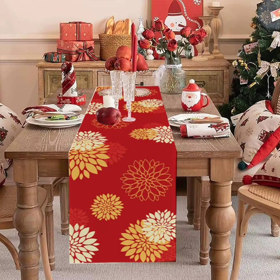 VIKAMA Tischdecke mit Blumenmuster in Rot und Gelb, wasserabweisend und ölbeständig, rechteckig - Bild 4