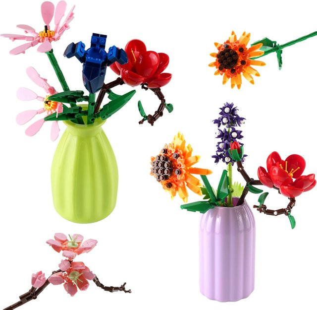 wishiot DIY Blume Kristall Klare Nelken, MOC Bausteine, Modell - Bild 1