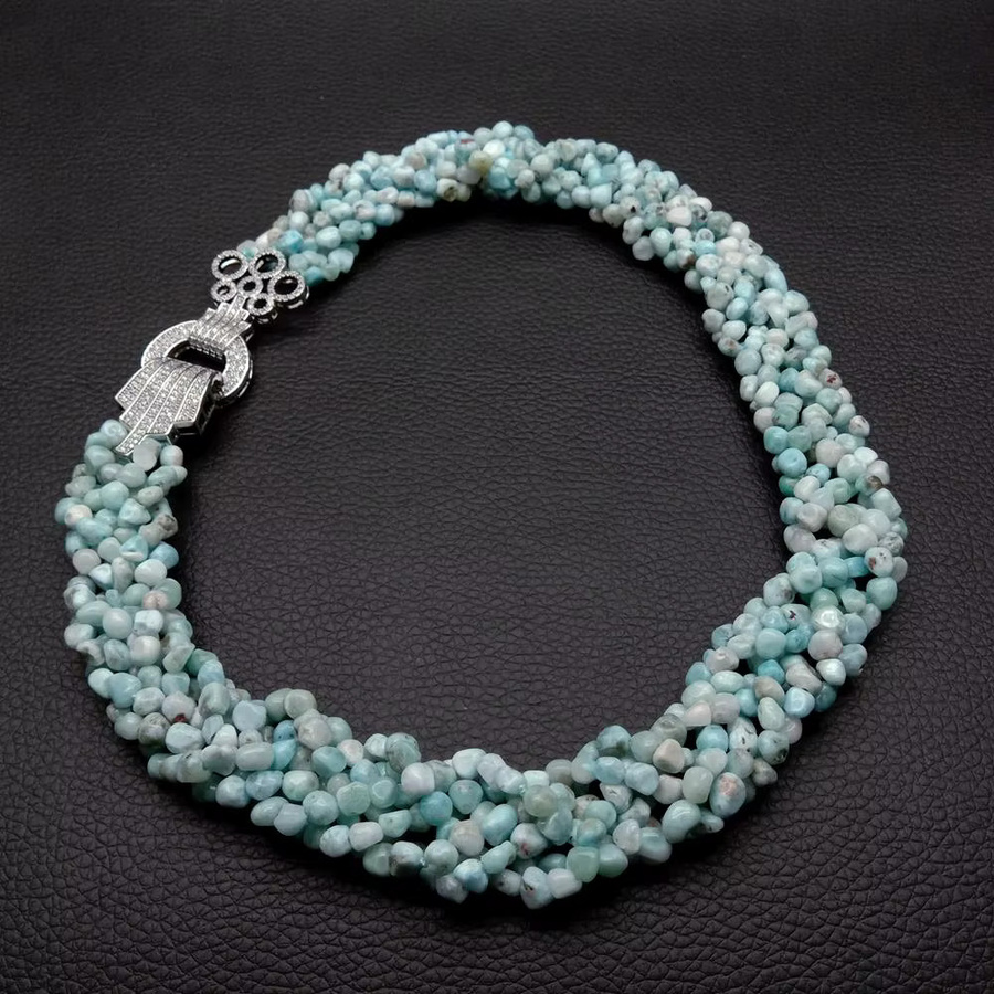 KAKAIBAGEMS Halskette, mehrsträngig, blaue Edelstein-Nuggets, Unisex - Bild 3