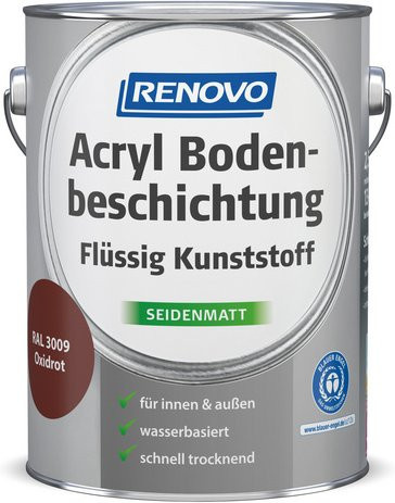 RENOVO Bodenbeschichtung rot wasserbasiert, wetterfest und lebensmittelecht, satinmatt - Bild 1