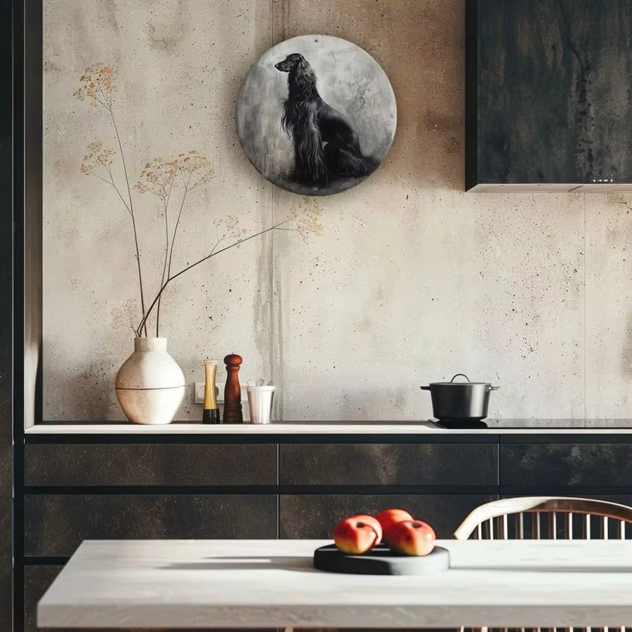 Hello Young Moderne Wanddekoration mit afghanischem Windhund-Porträt in Schwarz-Weiß - Bild 3