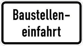 Warn- und Hinweißschild Baustelleneinfahrt von ADCO aus Aluminium in Weiß, B/H: 60,0 x 33,0 cm - Bild 1