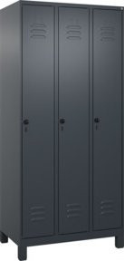 C+P Spind Classic PLUS Garderobenschrank mit 3 Abteilen, Farbe Anthrazit/Schwarz, B/T/H: 195 x 90 x 50 cm - Bild 1
