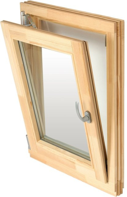 Panto Holzfenster Dreh/Kipp in Braun mit Aluminium und Doppelverglasung, B/H: 75 x 75 cm, Tiefe: 6,8 cm, DIN L - Bild 1