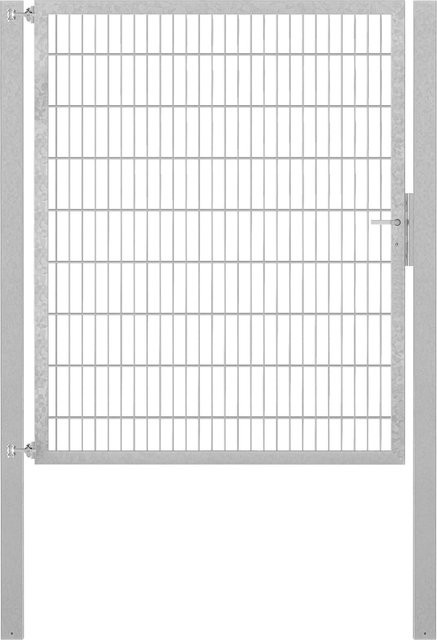 Einzeltor Flexo Plus in Grau, feuerverzinkter Stahl, Breite: 150 cm, Höhe: 180 cm, inklusive Pfosten Breite: 100 cm, Tiefe: 100 cm - Bild 1