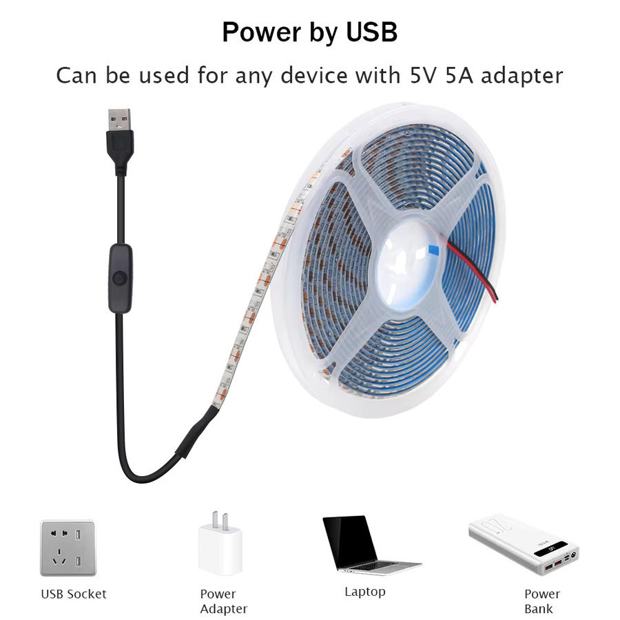 GAHADA USB LED Streifen Licht mit SMD 2835 LEDs für TV Hintergrund Beleuchtung und Zimmer Dekoration, 5V - Bild 2