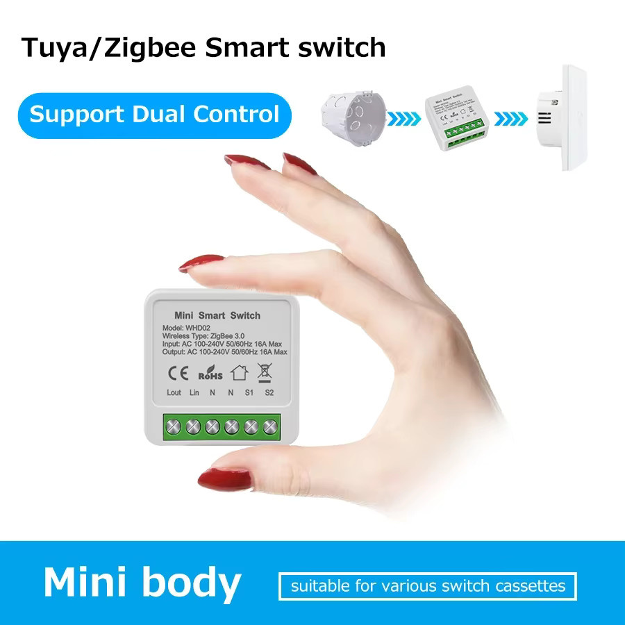 Tuya ZigBee WLAN Smart Switch für 2-Wege-Steuerung mit Alexa und Google Home Sprachsteuerung via Smart Life App, 16A, 220V - Bild 1