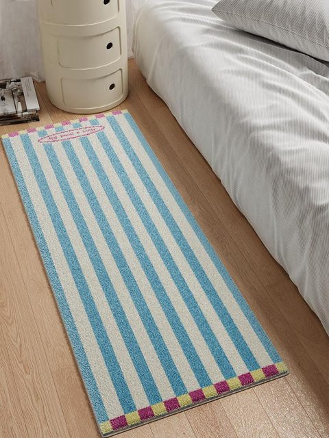 VIKAMA Koreanischer Gestreifter Teppich in Multicolour für Schlafzimmer und Wohnzimmer - Bild 1