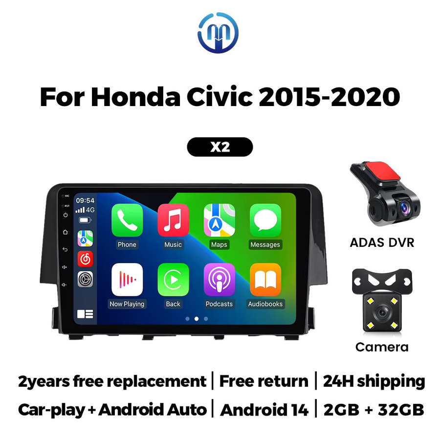 MEKEDE Android Auto und Wireless CarPlay Multimedia Radio für Honda Civic 10. Generation 2016-2021 in Schwarz mit WiFi und Bluetooth - Bild 2