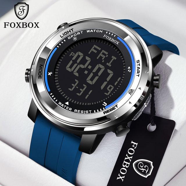 FOXBOX Armbanduhr Chronograph, Quarz, Black blue, Silikon, Herren - Bild 1