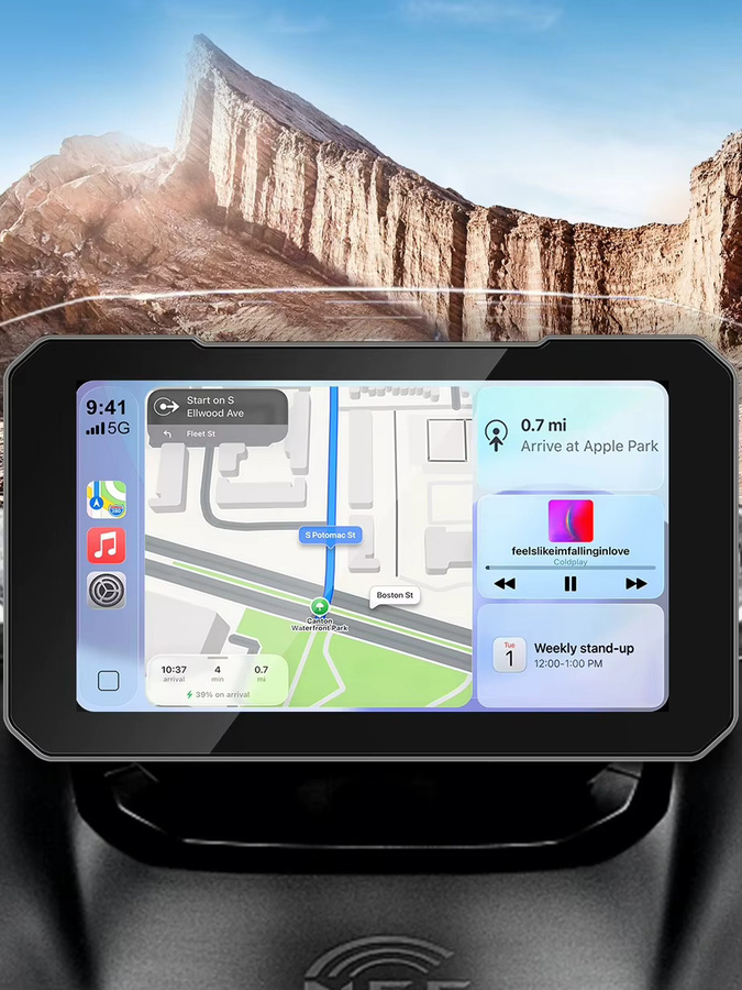 ANYFAR 5 Zoll IP67 Wasserdichter Motorrad-Touchscreen in Schwarz mit kabellosem CarPlay und Android Auto für Motorrad, E-Bike, ATV und Roller - Bild 5