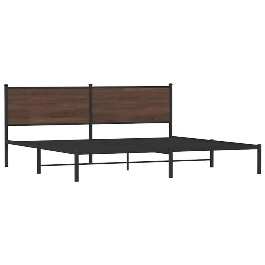 vidaXL Metallbett in Braun Eichen-Optik ohne Matratze, B/T: 198 x 207 cm - Bild 2