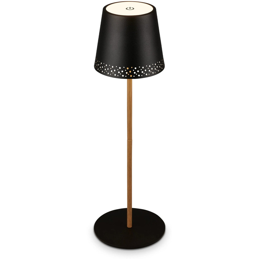 Brilo Akku-Tischleuchte LED dimmbar Schwarz-Holzfarben mit Touch-Funktion - Bild 2