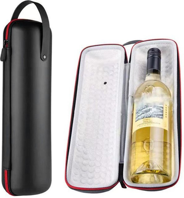 MOJOYCE Tragbare Weintasche in Schwarz, Wasserdichte Kühltasche mit Trageriemen für Wein und Bier auf Reisen und Partys - Bild 1
