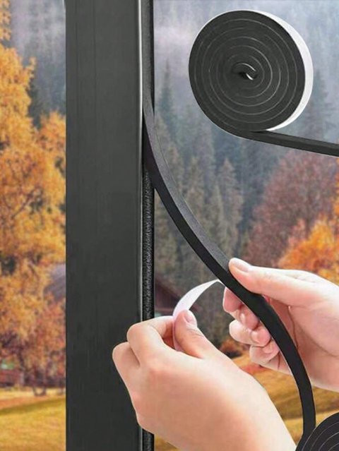 Selbstklebendes Dichtungsband für Tür- und Fensterrahmen, Profil D, Schwarz, 2 m Länge - Bild 1