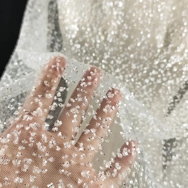 Glitzernder Pailletten-Mesh-Tüllstoff für DIY-Nähen und Dekoration in Gold und Silber - Bild 1