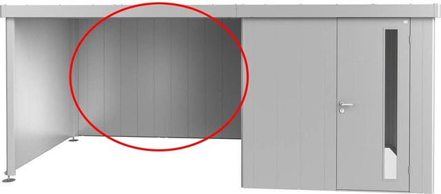 Biohort Rückwand für Seitendach Neo aus Stahlblech Silber-Metallic B: 299 cm, T: 4,3 cm - Bild 1